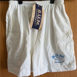 B.U.M. Equipment Women’s White Cotton  Shorts Elastic Waist Pockets Size M